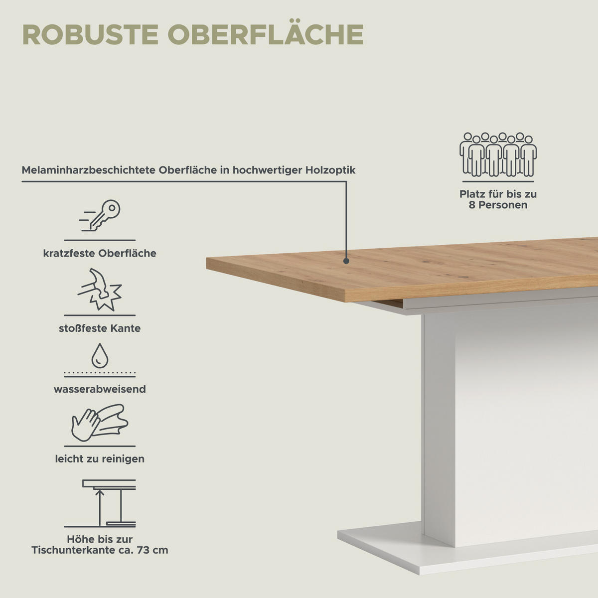 ESSTISCH weiß, Eiche Artisan, Küchentisch ausziehbar 150 - 190 cm - Weiß/Eiche Artisan, Holzwerkstoff/Metall (150/90/76cm) - Inn.Furn
