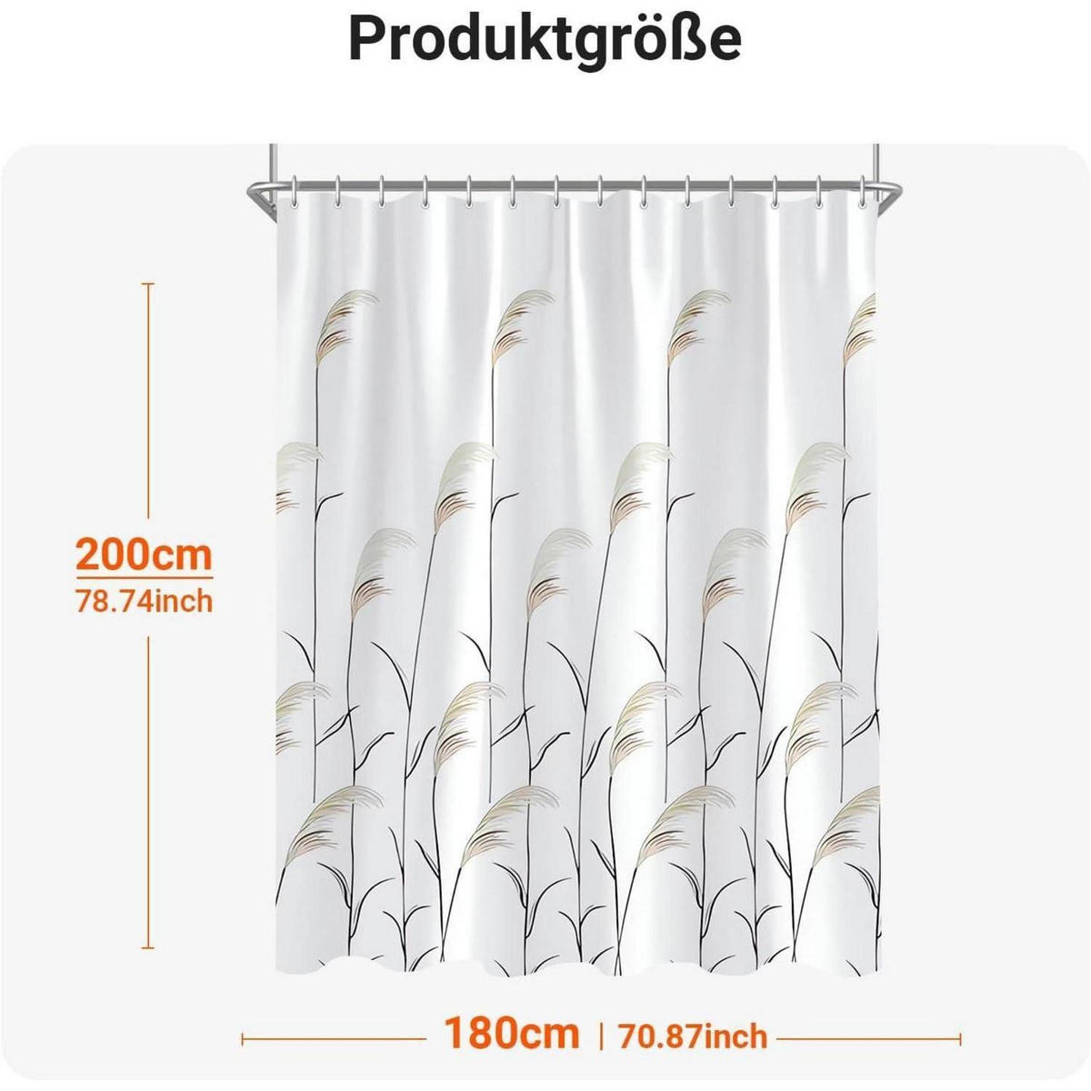 DUSCHVORHANG Weizenohr 180 x 200 cm - Multicolor, Textil (180/200cm)