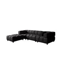 ECKSOFA L-Form Bolla, stoff Bluvel, Schwarz, Links - Schwarz, Holz (288/192cm) - Kaiser Möbel