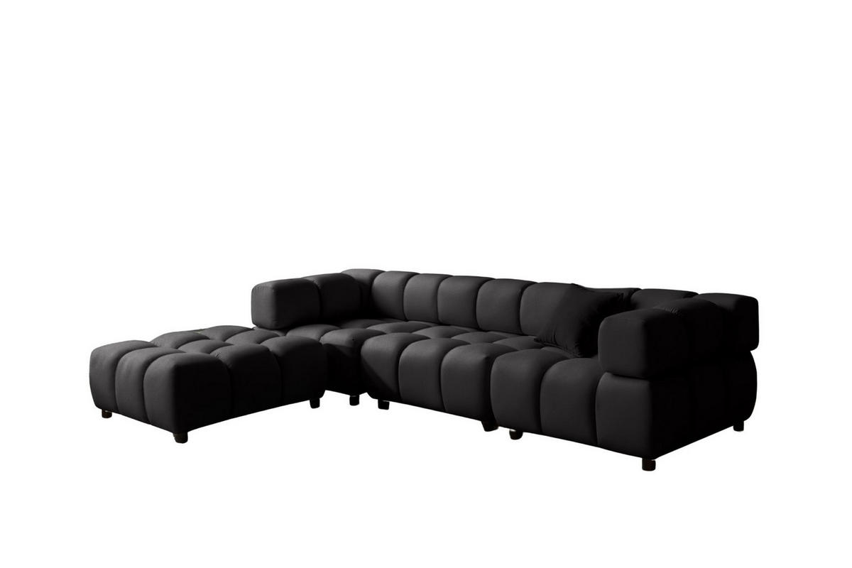 ECKSOFA L-Form Bolla, stoff Bluvel, Schwarz, Links - Schwarz, Holz (288/192cm) - Kaiser Möbel