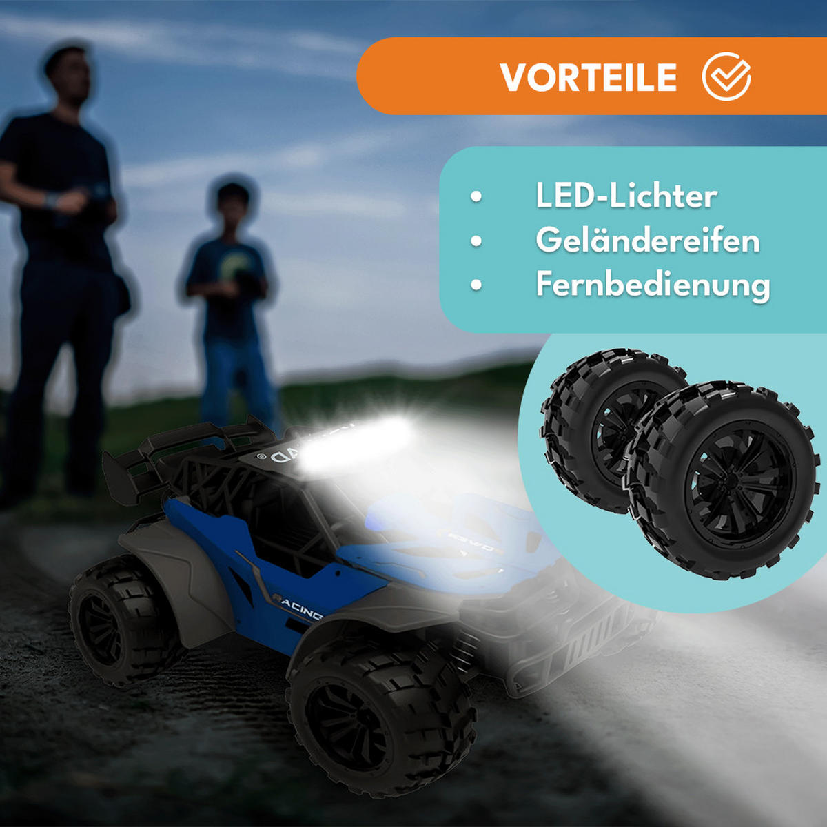 FERNGESTEUERTES RC AUTO für Kinder Offroad Spielzeugauto - Dunkelgrün, Kunststoff (15/9/23cm) - KRUMAD
