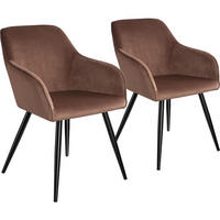 ESSZIMMERSTUHL 2er Set Marilyn 58 x 62 x 82 cm braun/schwarz - Schwarz/Braun, Textil (58/82/62cm) - tectake