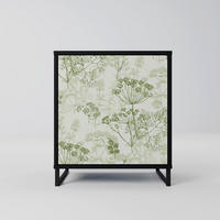 SIDEBOARD FENNEL BALDACHIN, Schwarz, 57,5x42x67,5 cm, Schwarze Metall-Rahmenfüße - Multicolor/Schwarz, Holzwerkstoff/Metall (57.5/67.5/42cm) - SpaceRebels