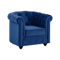 SESSEL - Samt - Dunkelblau - CHESTERFIELD - Dunkelblau, Textil (85/72/78cm) - Vente-Unique