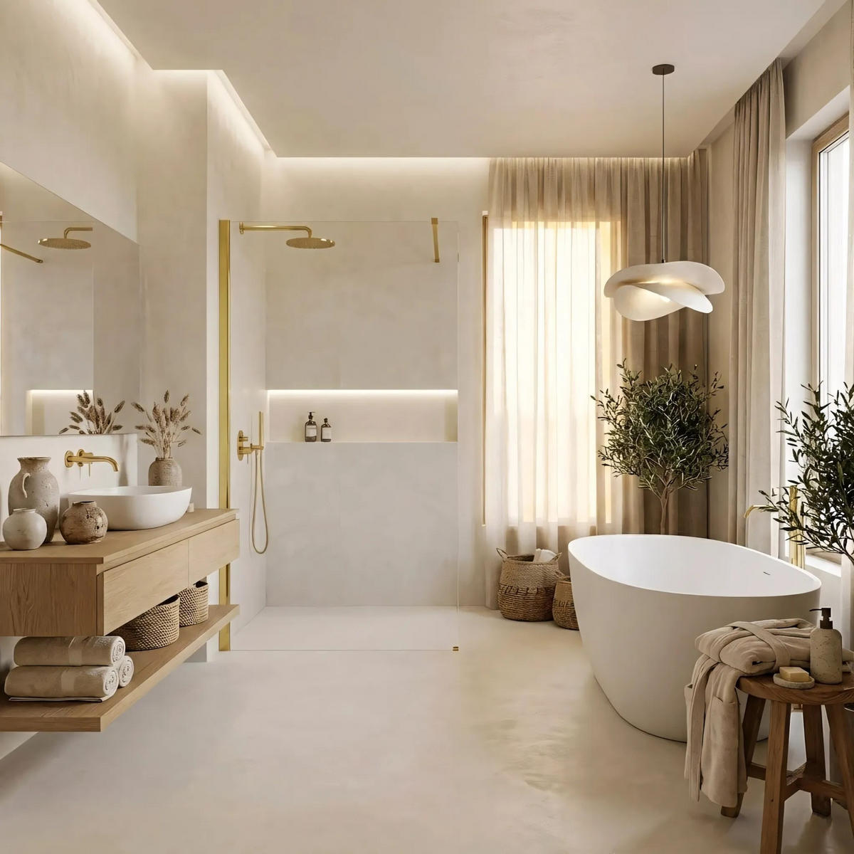 DUSCHWAND Rea Flexi Transparent / Gold 130 - Goldfarben, Glas (120/130/195cm) - REA