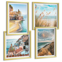 BILDER SET 4er Set - 50x50 cm & 40x60 cm Goldrahmen - Landschaften Strand Stadt Klippen - Goldfarben, Kunststoff (50/50cm) - TULUP