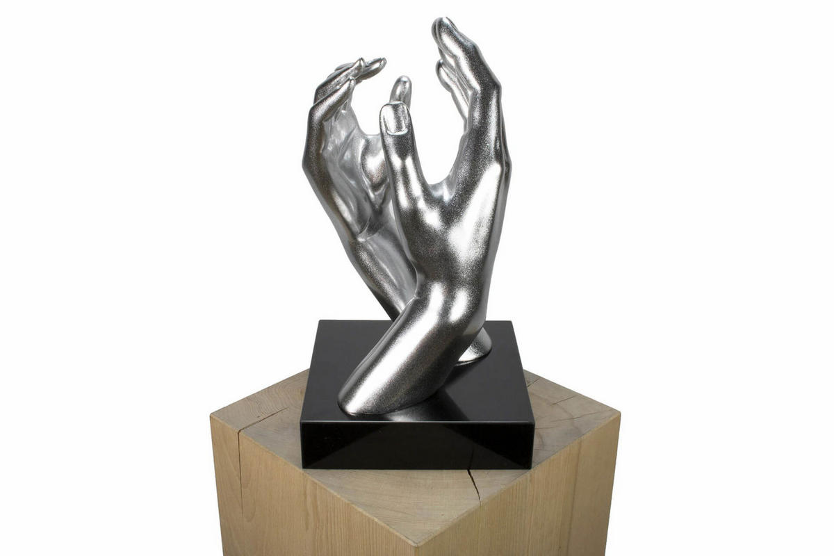 SKULPTUR Silber 21/41 cm - Silberfarben, Stein (4.85/41/21cm) - KUNSTLOFT