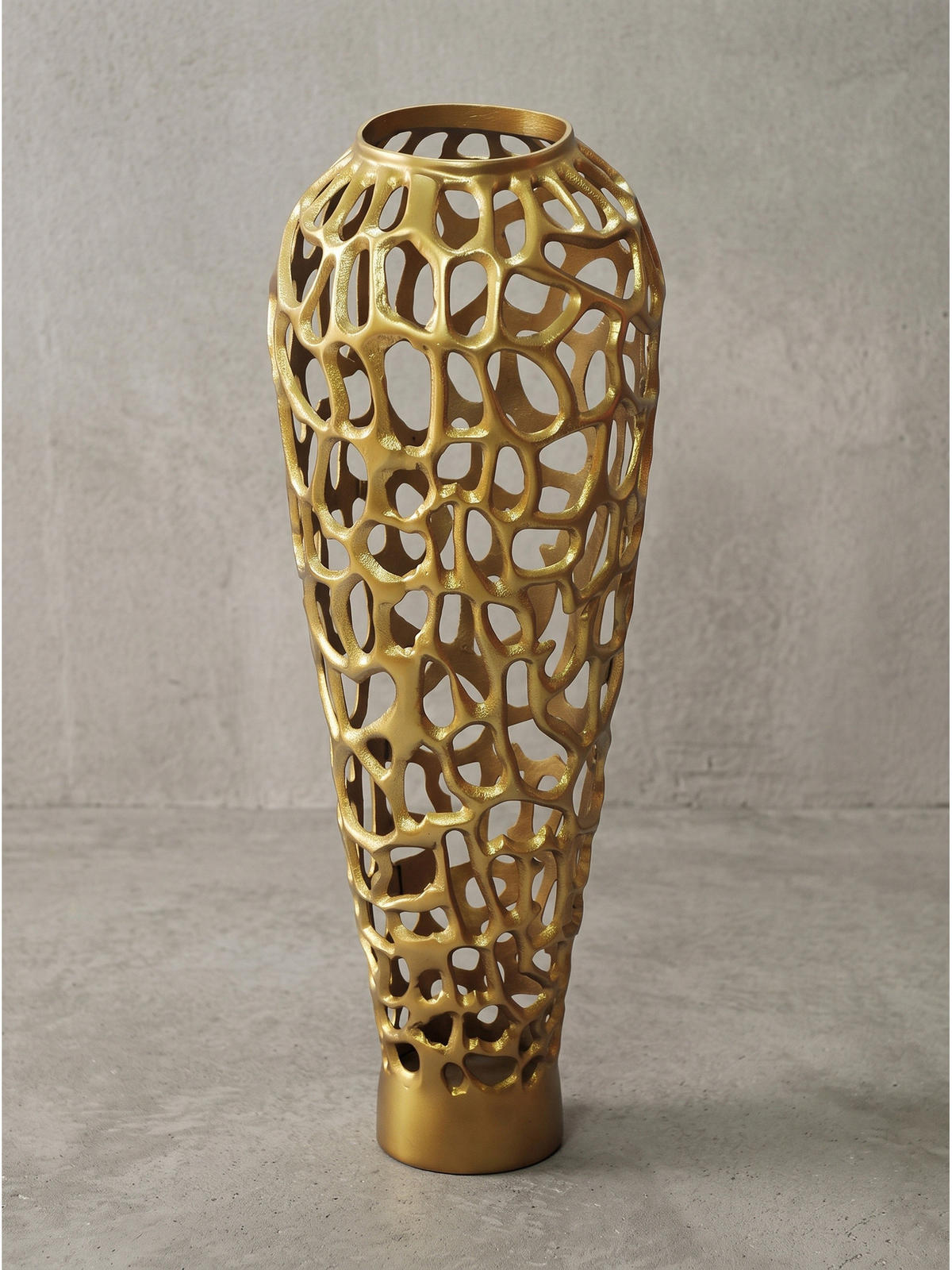 BODENVASE ASTLUX, Aluminium, handgefertigt, Gold, Ø 31 x 85 cm - Goldfarben, Metall (85cm) - KADIMA DESIGN