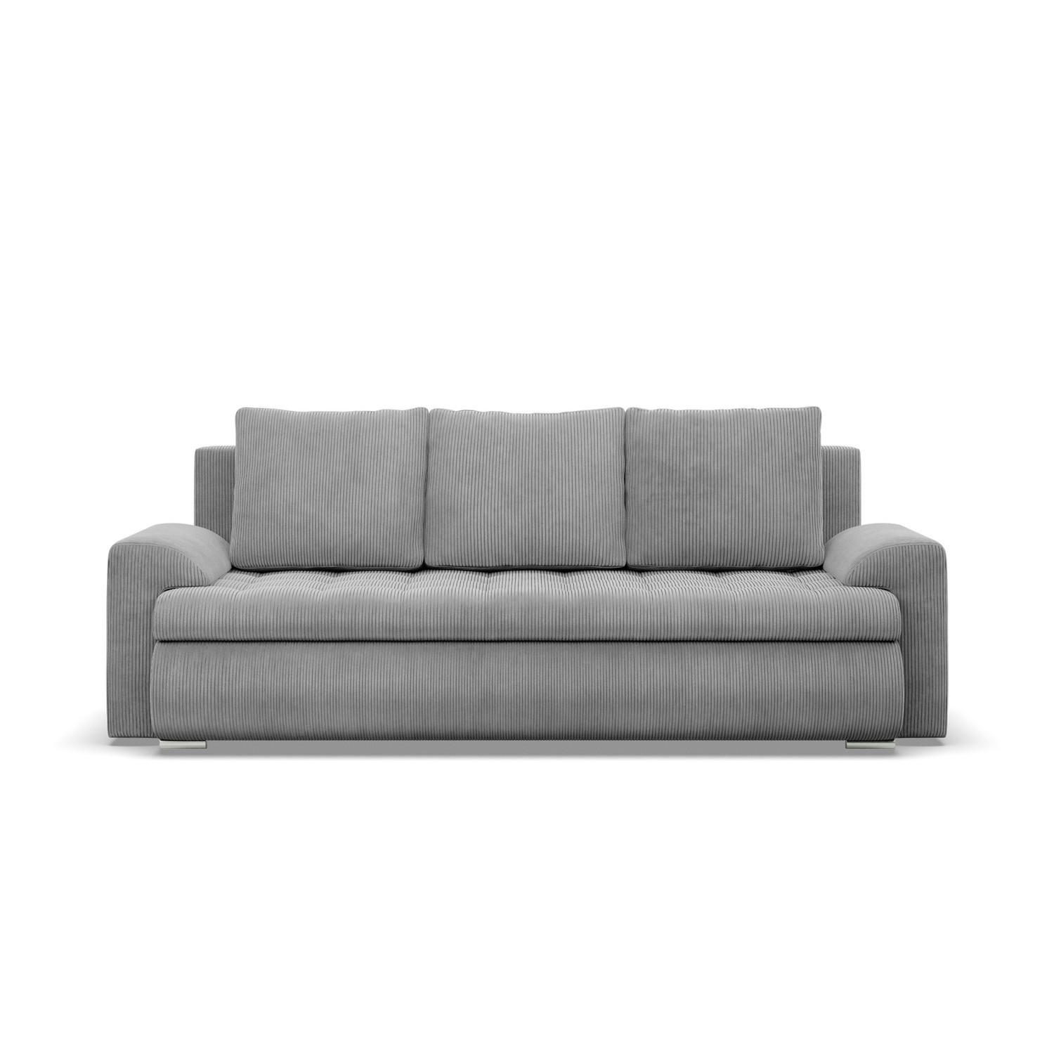 SOFA 3-SITZER MIT SCHLAFFUNKTION FORESTA, Cord - Grau - Grau, Textil (222/92/96cm)