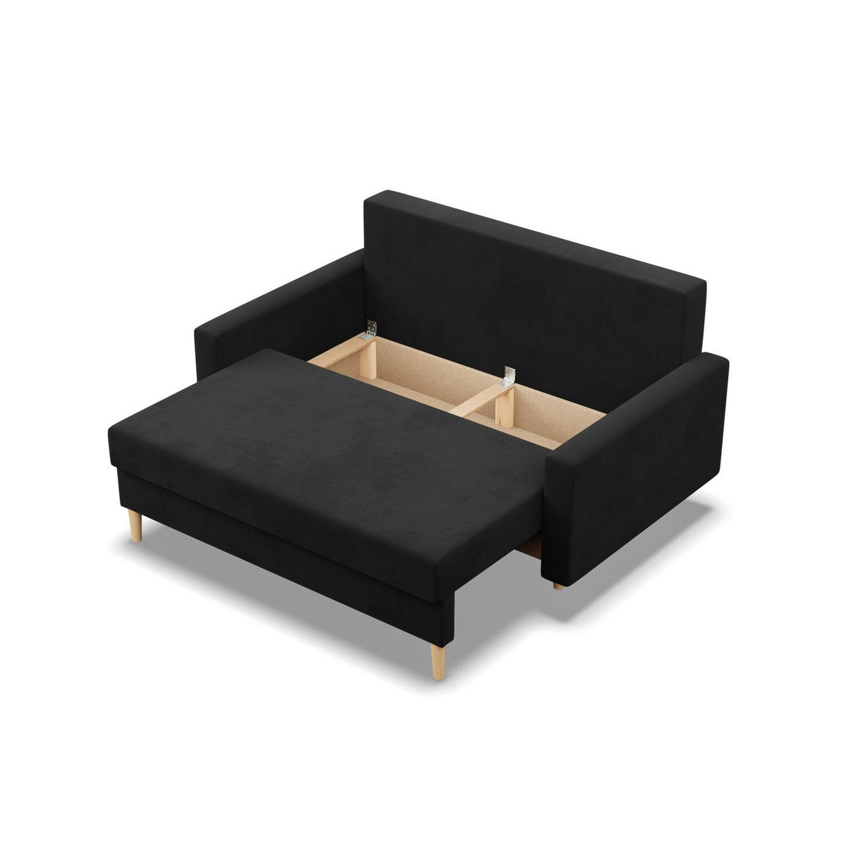 SOFA Blank schwarz 152/88/92 - Schwarz, Textil (152/88/92cm) - SIMKAM Furniture