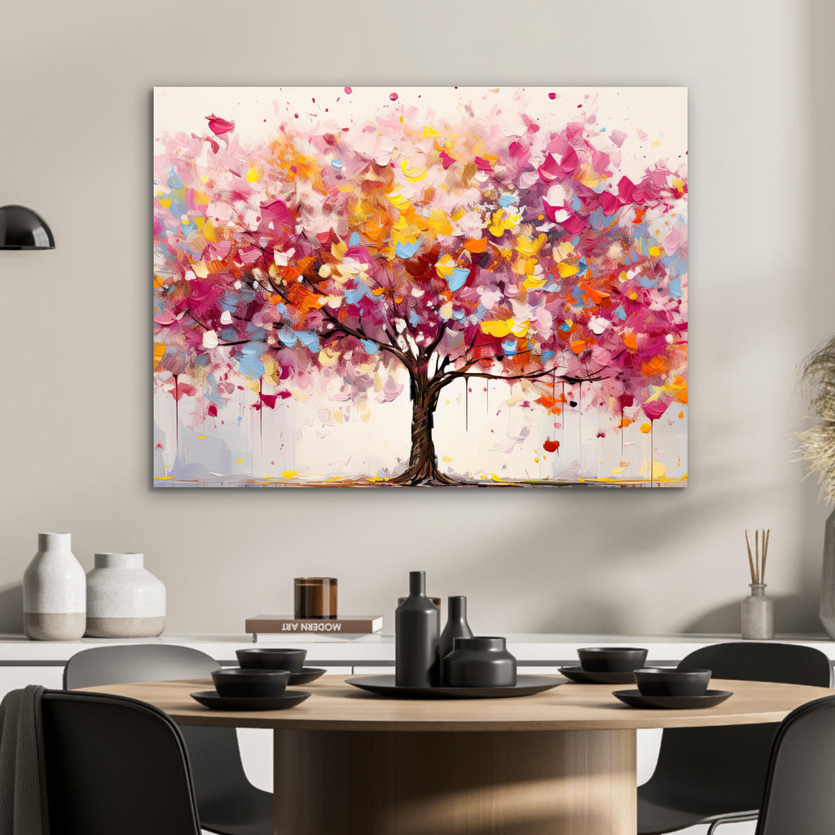 KOVOVÝ OBRAZ Akvarel - Strom - Umenie - Abstraktné 80x60 cm - viacfarebná, kov (80/60cm) - MuchoWow