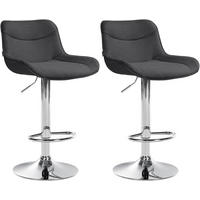 BARHOCKER 2er Set Stoff dunkelgrau - Chromfarben/Dunkelgrau, Textil/Metall (49/85/51cm) - CLP