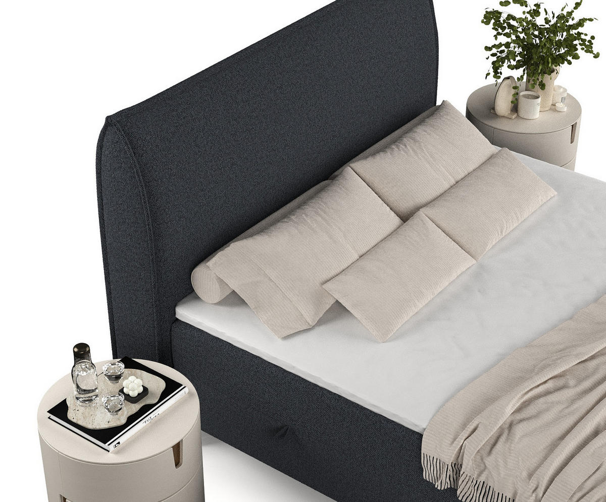 BOXBETT Melba Schwarz 180/200 cm mit Bonellmatratze - Schwarz, Holz/Holzwerkstoff (180/200cm) - Maison de Reve