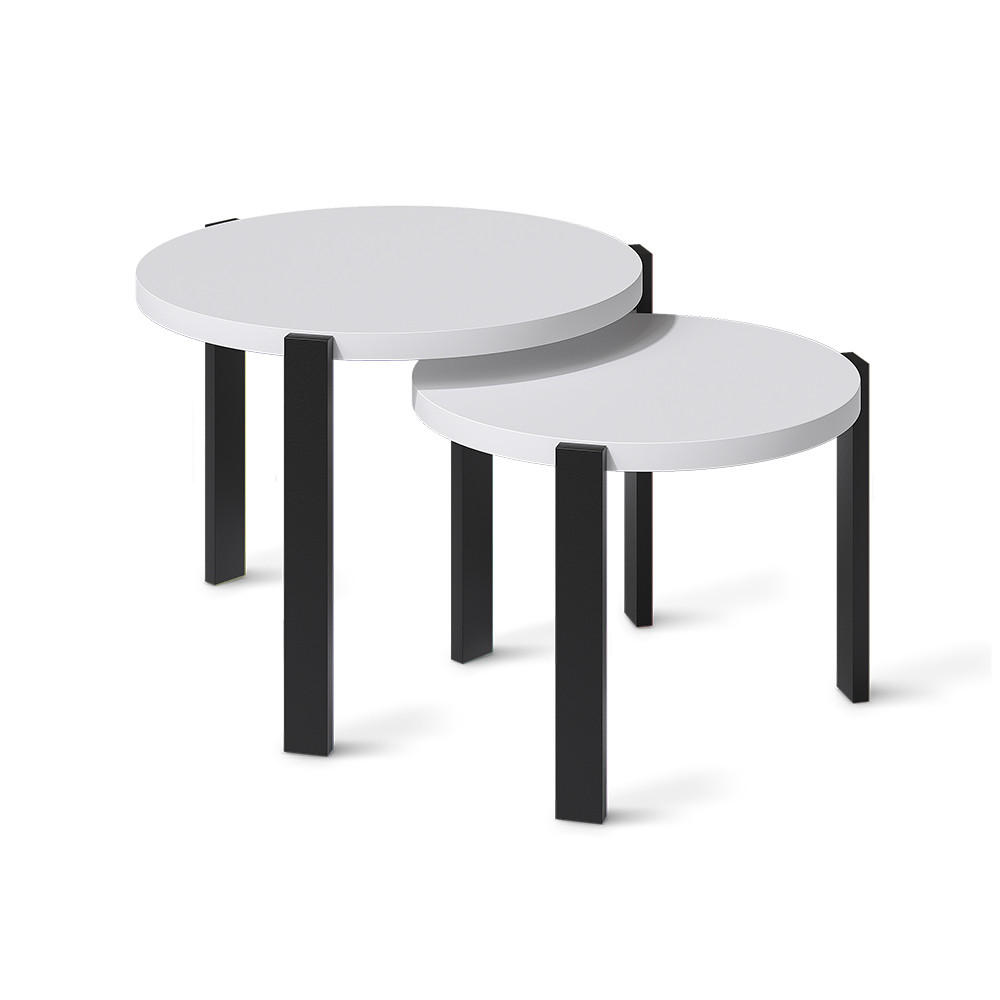 SET MASUTA DE CAFEA Norin, Alb/Negru, 60 x 60 cm - alb/negru, compozit lemnos (60/60/45cm) - Vicco