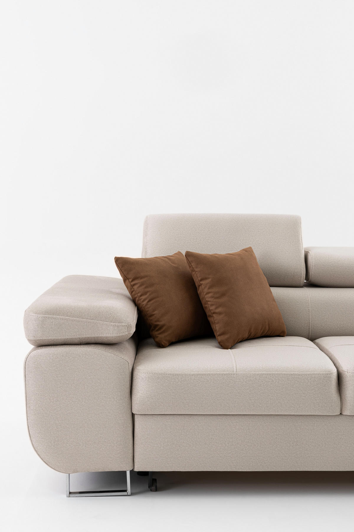 3-SITZER-SOFA WILD mit Schlaffunktion 127x190 Velours Beige - Chromfarben/Beige, Holz/Textil (262/90/102cm) - Muffo