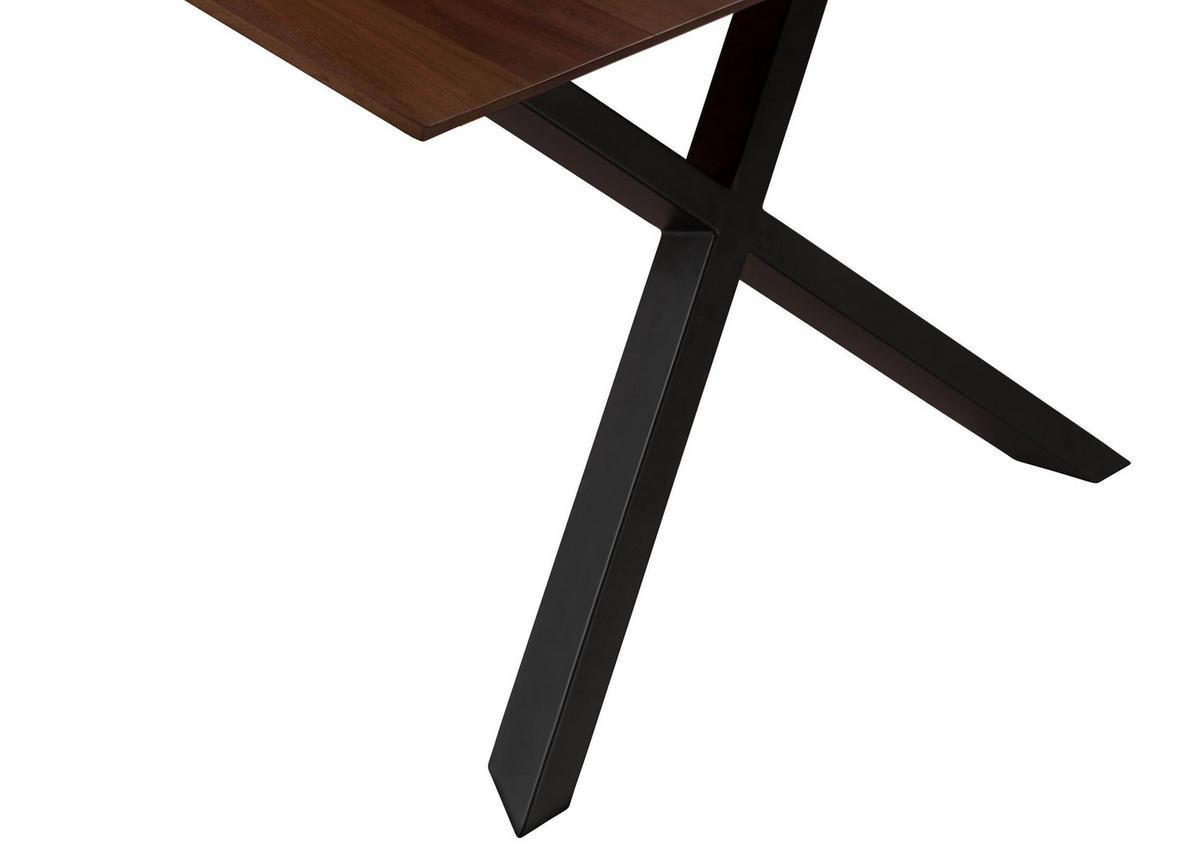ESSTISCH Akazie 160x90x75 braun lackiert / ausgestellte X-Beine anthrazit matt SWISS EDGE - Anthrazit/Braun, Holz (160/90/75cm) - Massivmoebel24