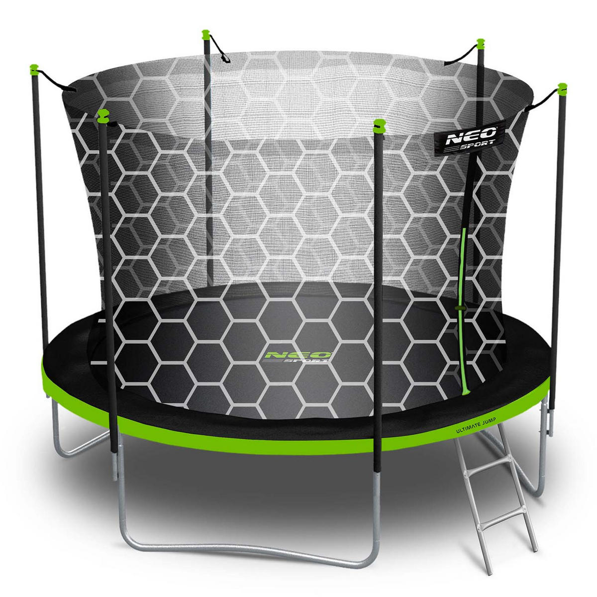 GARTENTRAMPOLIN 10 ft/312 cm mit Innengitter und Leiter - Grün, Metall (312/312cm)