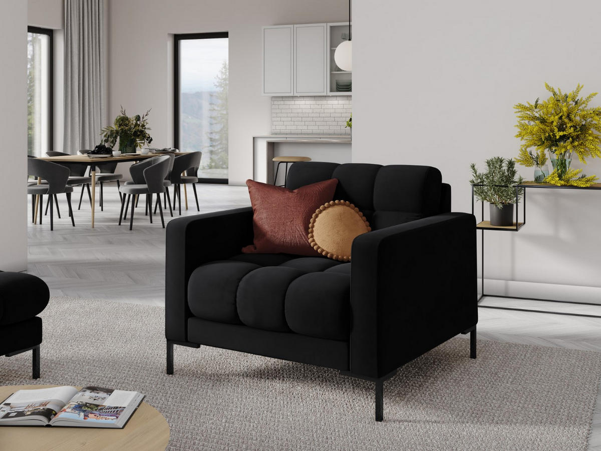 SESSEL Mamaia aus Samt schwarz - Schwarz, Textil (92/75/87cm) - Micadoni