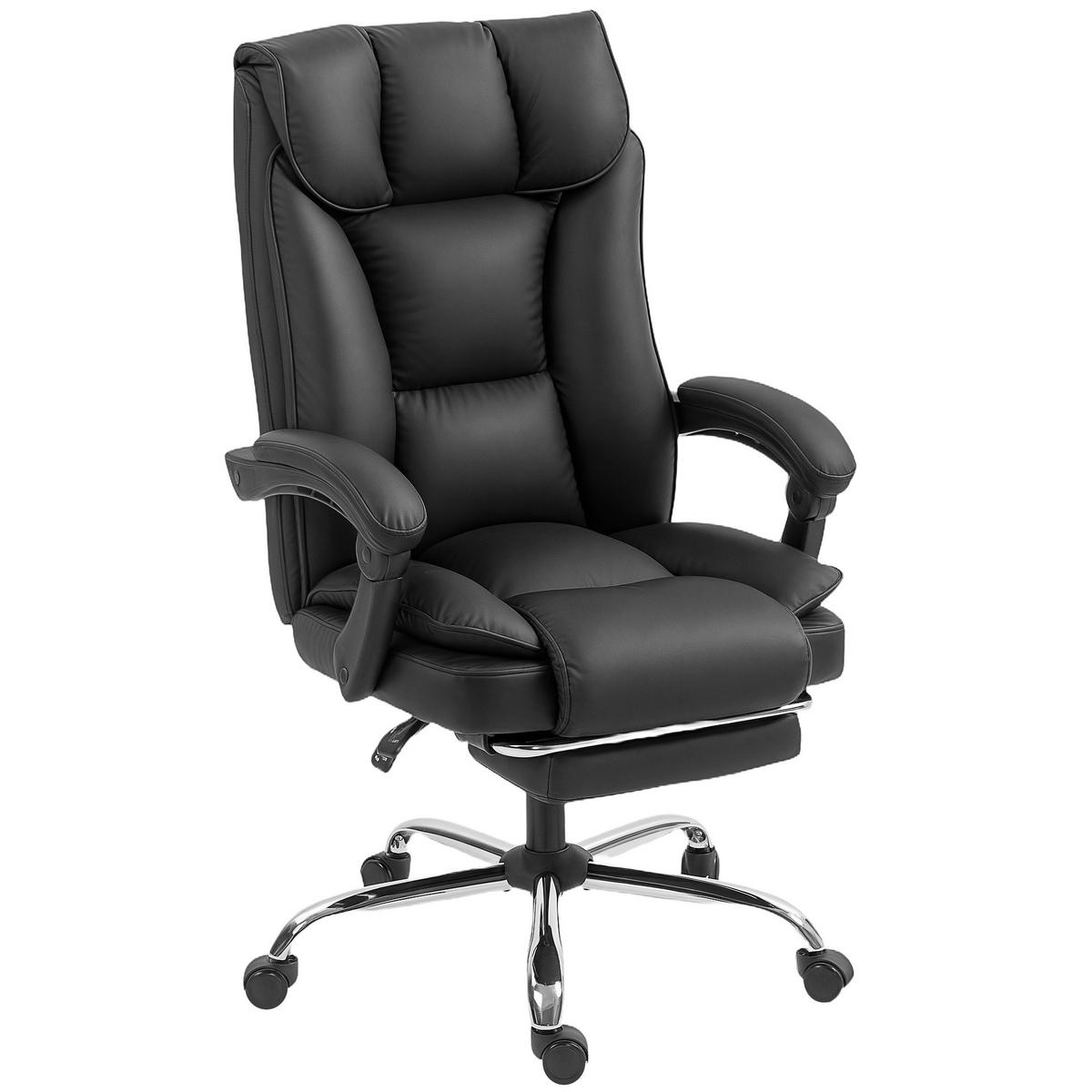 BÜROSTUHL Schwarz, Höhenverstellbar, mit Fußstütze, 66/72/113-121 cm - Schwarz, Metall (72/121/66cm) - PANGIVO