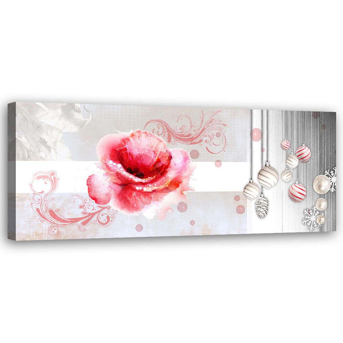 WANDBILD weihnachtskomposition - Silberfarben, Textil (90/30cm) - Feeby