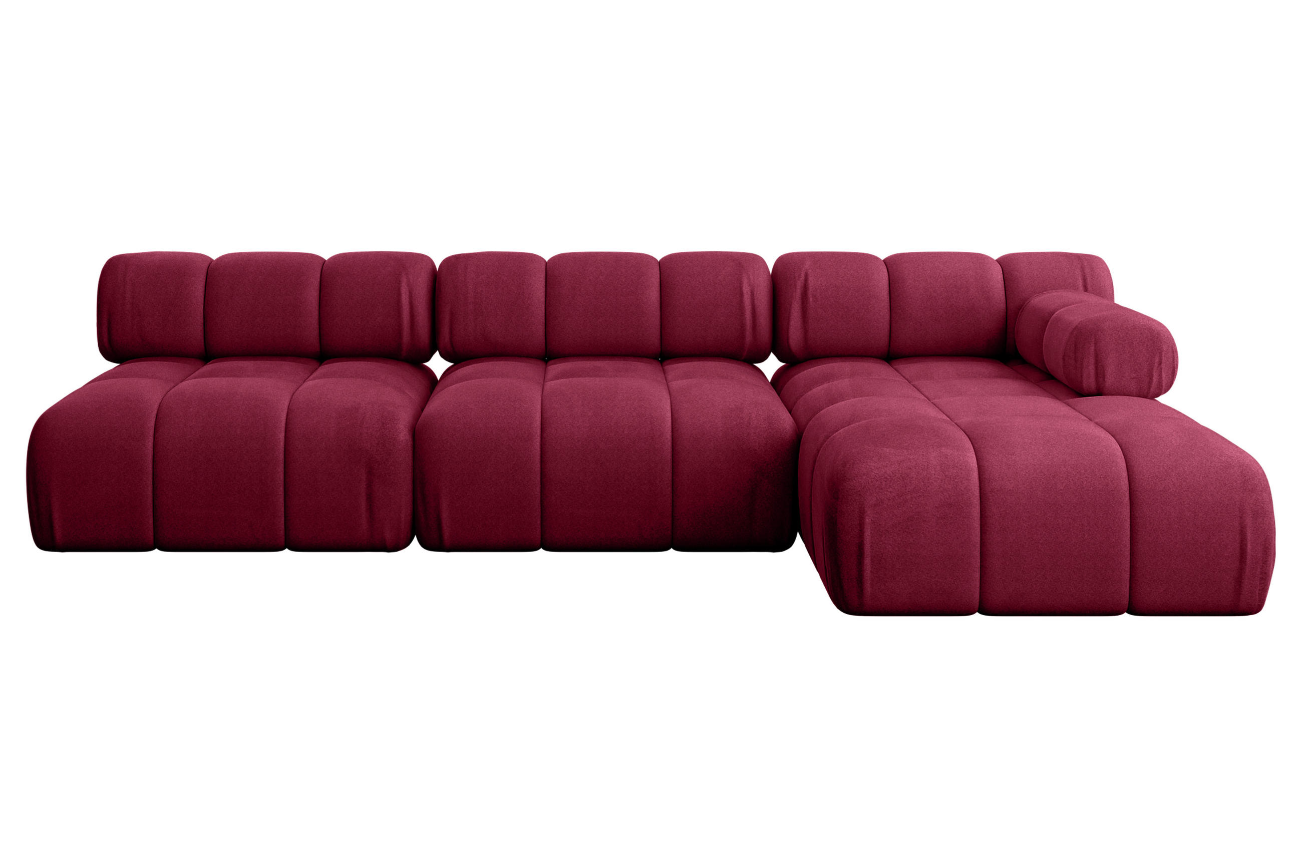 ECKSOFA modulares Sofa Razon-L2 - 285x160x70 cm Bordeauxrot Velours - Bordeaux, Holzwerkstoff/Textil (285/160cm) - ALTDECOR