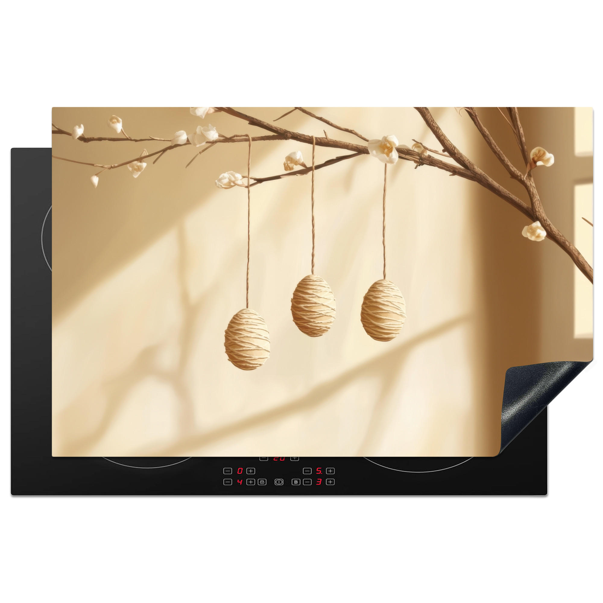 MuchoWow Herdabdeckplatte Beige 81x52x0.2 cm