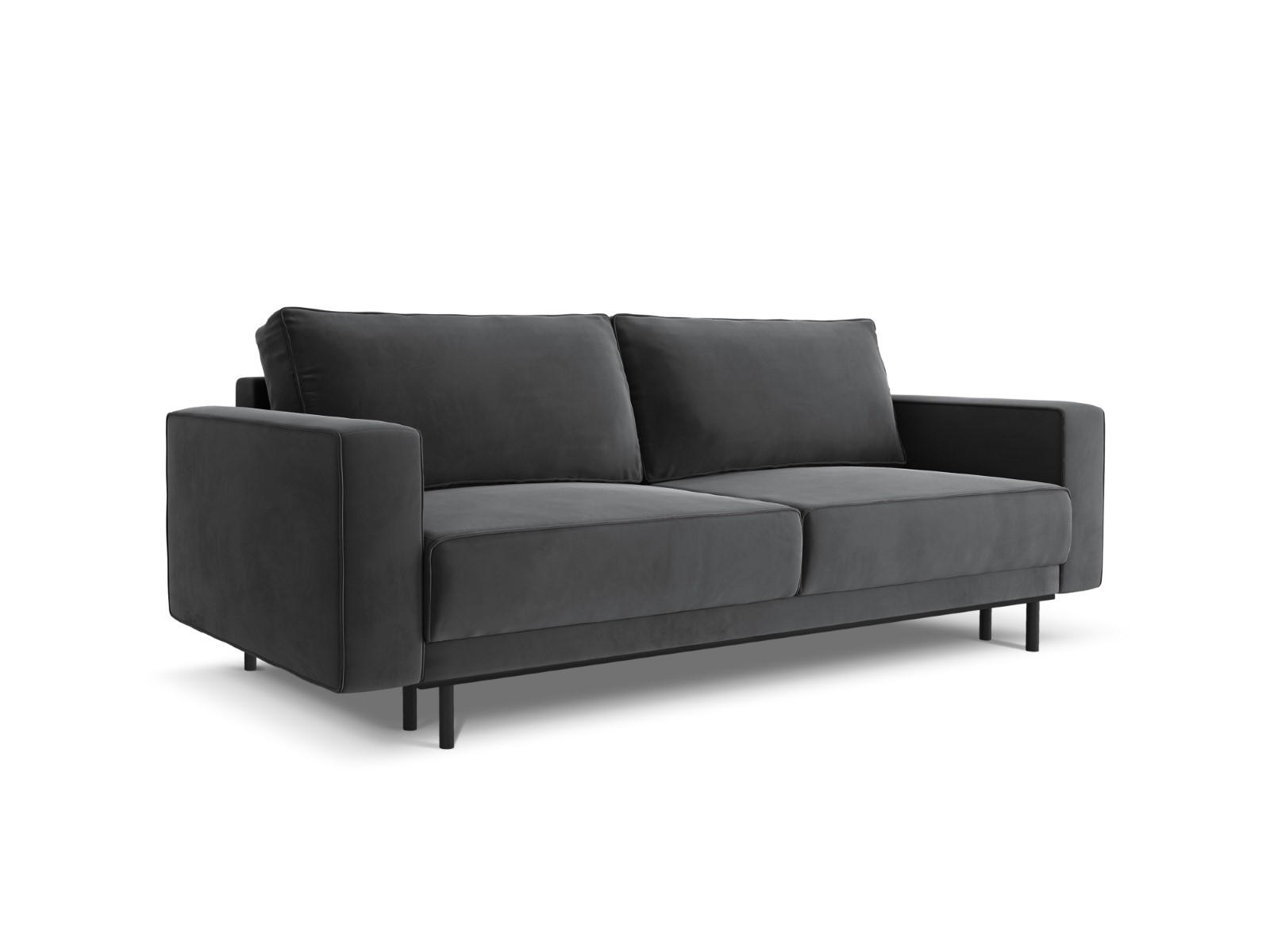 AUSKLAPPBARES-SOFA mit Bettkasten Caro aus Samt grau 3 Sitzplätze - Grau, Textil (97/93/236cm) - Micadoni