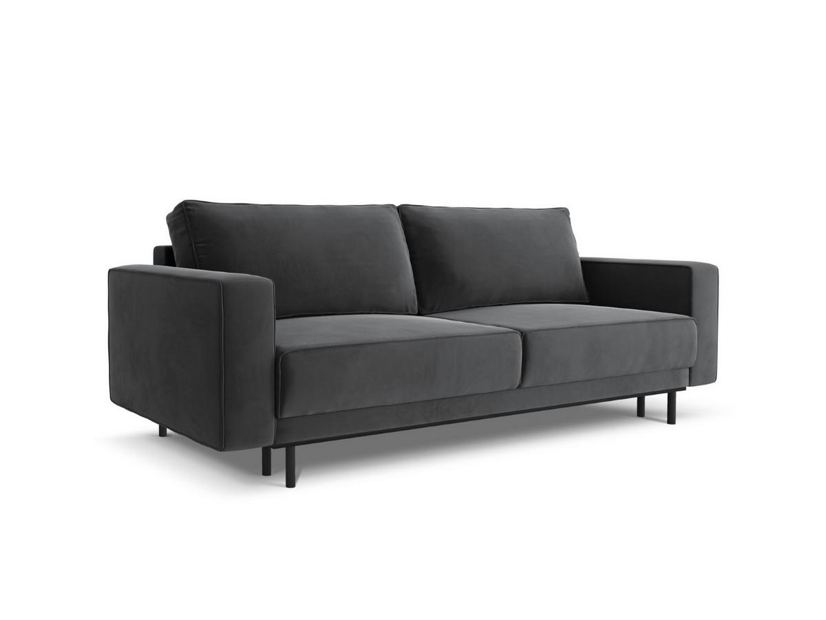 AUSKLAPPBARES-SOFA mit Bettkasten Caro aus Samt grau 3 Sitzplätze - Grau, Textil (97/93/236cm) - Micadoni