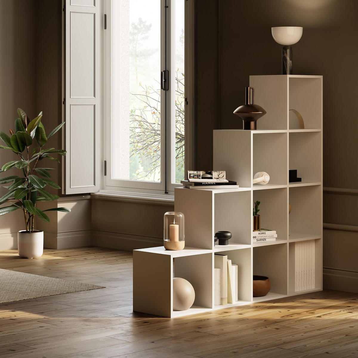 BÜCHERREGAL Talisa,130 x 29 cm x 130 cm,weiß - Weiß, Holzwerkstoff (130/130/29cm) - tectake