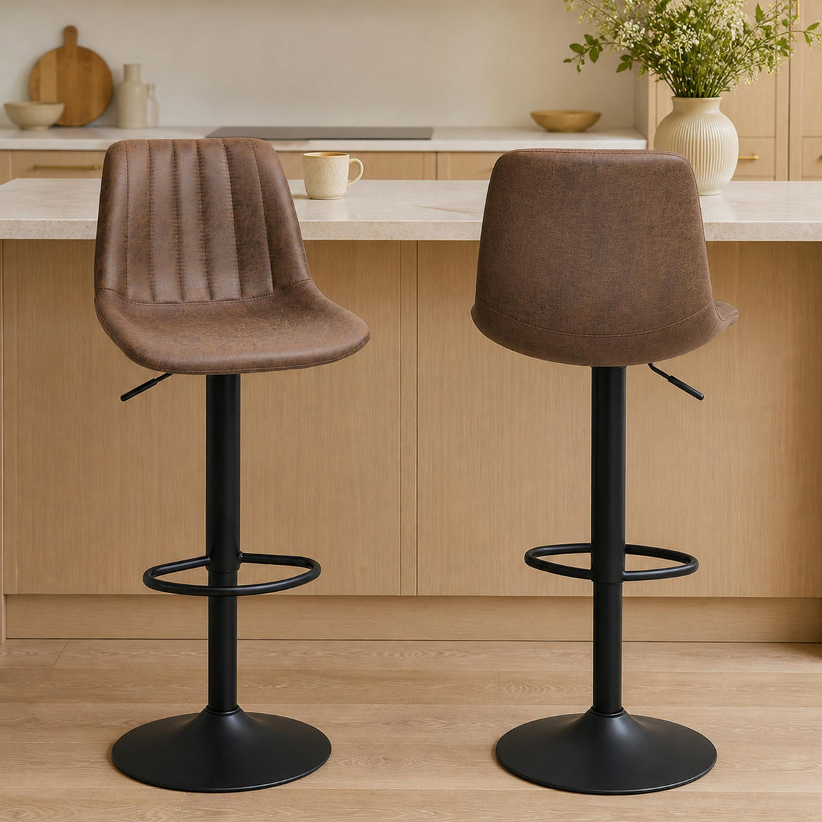 BARHOCKER 2er-Set Braun 43.0/46.5/110.0 cm - Braun, Textil (46.5/110/43cm)
