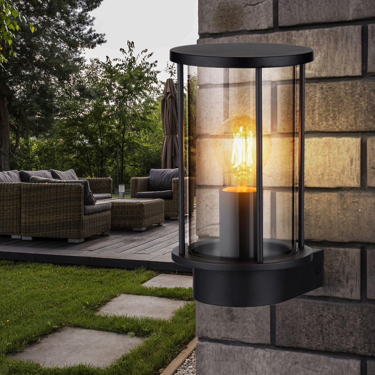 RGB LED AUSSEN-WANDLEUCHTE Edelstahl Schwarz Grau - Grau, Glas (14.3/25.2/15.2cm) - Globo Lighting