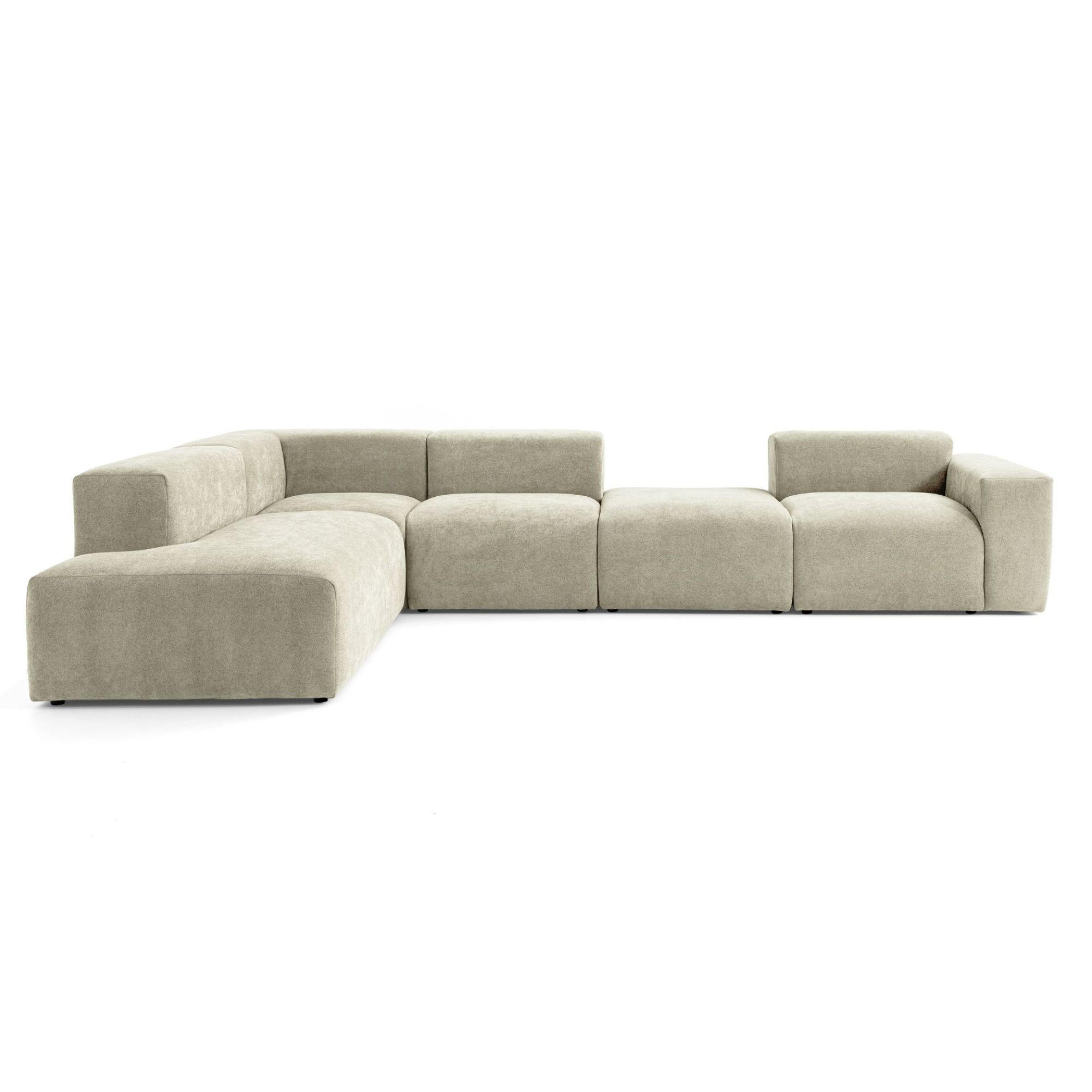 5-SITZER modulares Ecksofa HEAVEN SET 5 Links, Breite 380 cm Webstoff Olivgrün - Schwarz/Olivgrün, Holz/Kunststoff (380/245cm) - Muffo