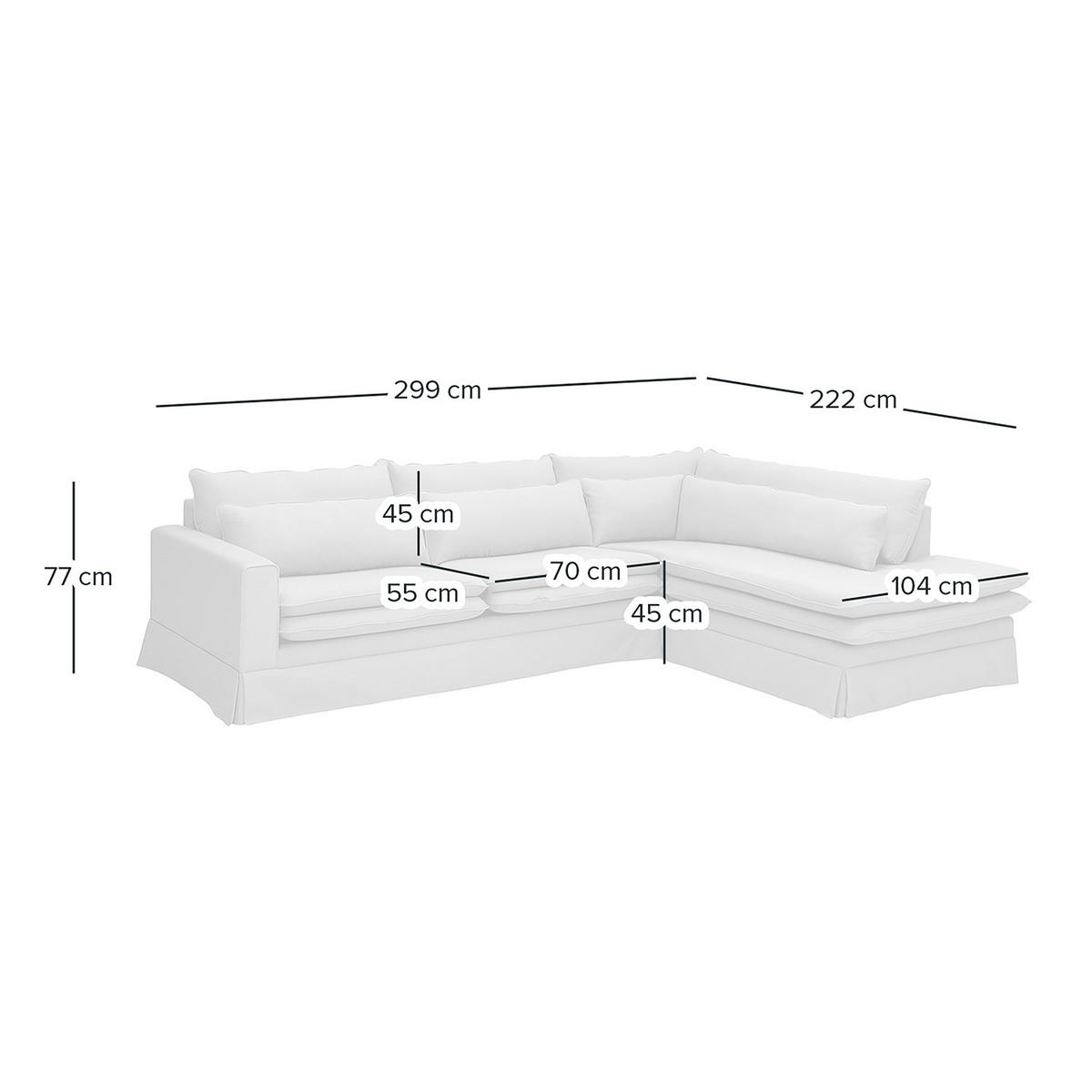 ECKSOFA mit Husse - Ottomane, Webstoff - Hellbraun/Schwarz, Kunststoff/Textil (299/222cm) - home24