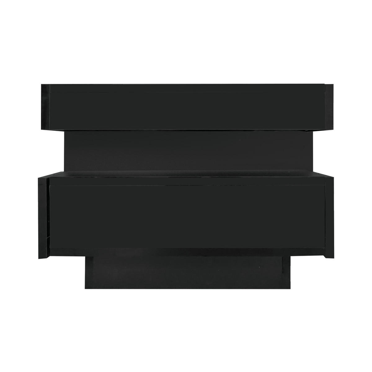 COUCHTISCH 80/50/36 cm in Schwarz Hochglanz mit LED-Beleuchtung und Schubladen - Schwarz, Holzwerkstoff (80/50/36cm) - Flora Grace