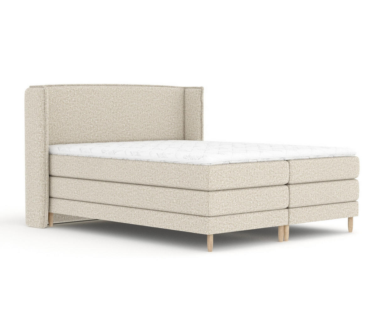 BOXSPRINGBETT Carizzo Beige 140/200 cm mit Matratze und Topper - Beige/Naturfarben, Holz/Holzwerkstoff (140/200cm) - Maison de Reve
