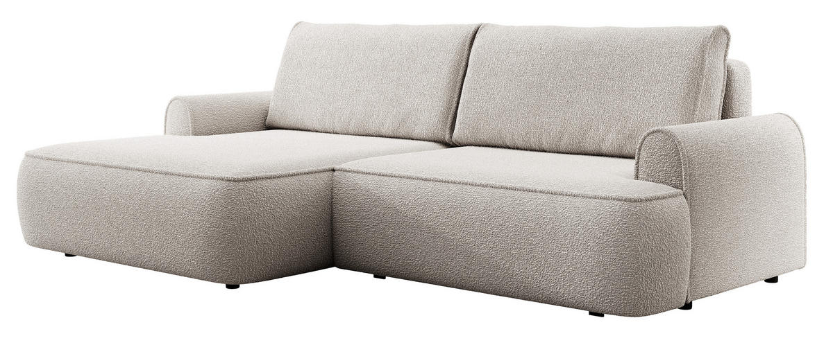 ECKSOFA 250 cm Mareno mit Bettkasten, Schlaffunktion, Links, Hellgrau - Hellgrau, Holz (250/146cm) - Emporius
