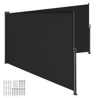 DOPPEL-SEITENMARKISE , ausziehbar, mit Aufrollmechanismus, schwarz - Schwarz, Textil (600/180/9cm) - tectake