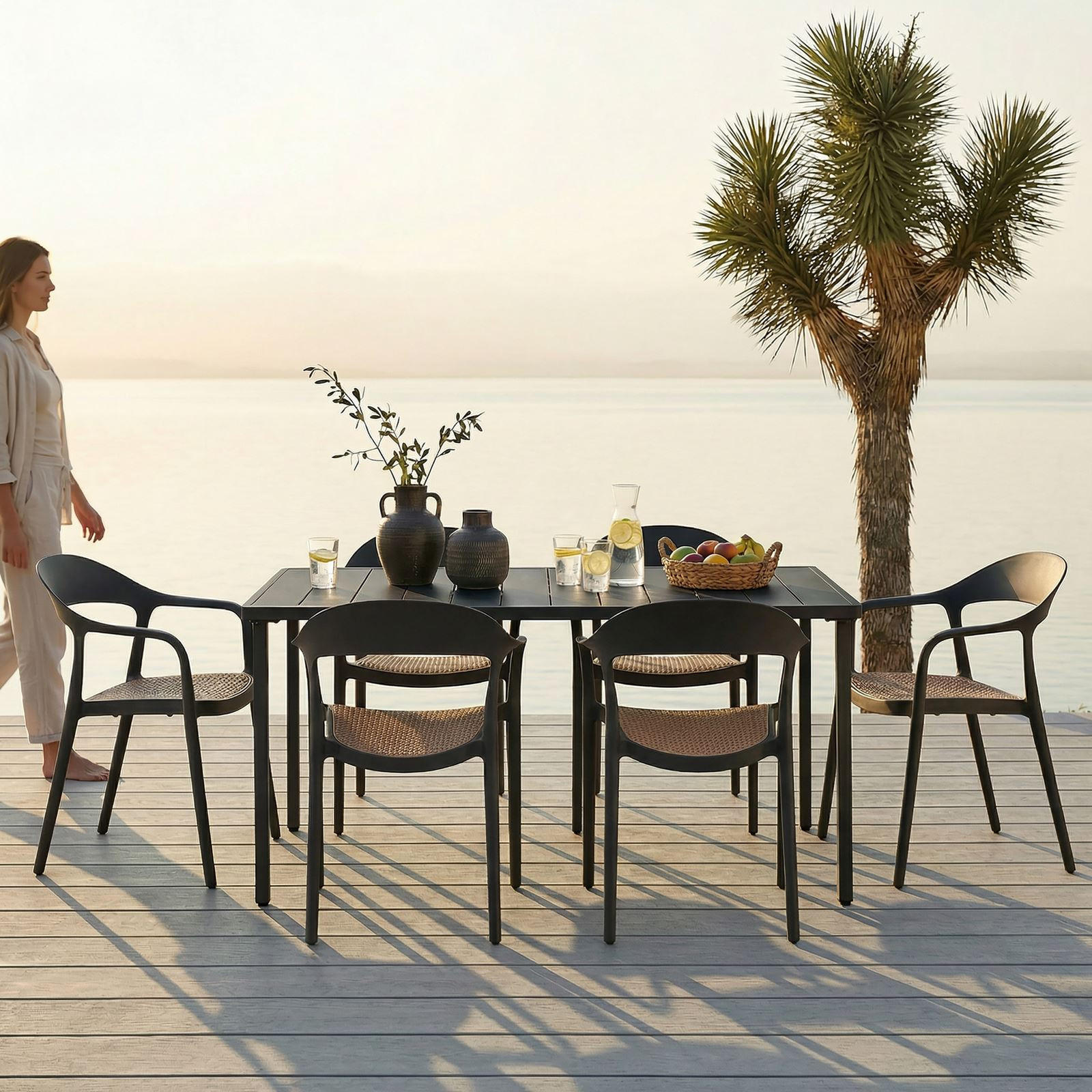 GARTENMÖBELSET LAVANDA - Schwarz, Metall - IDIMEX