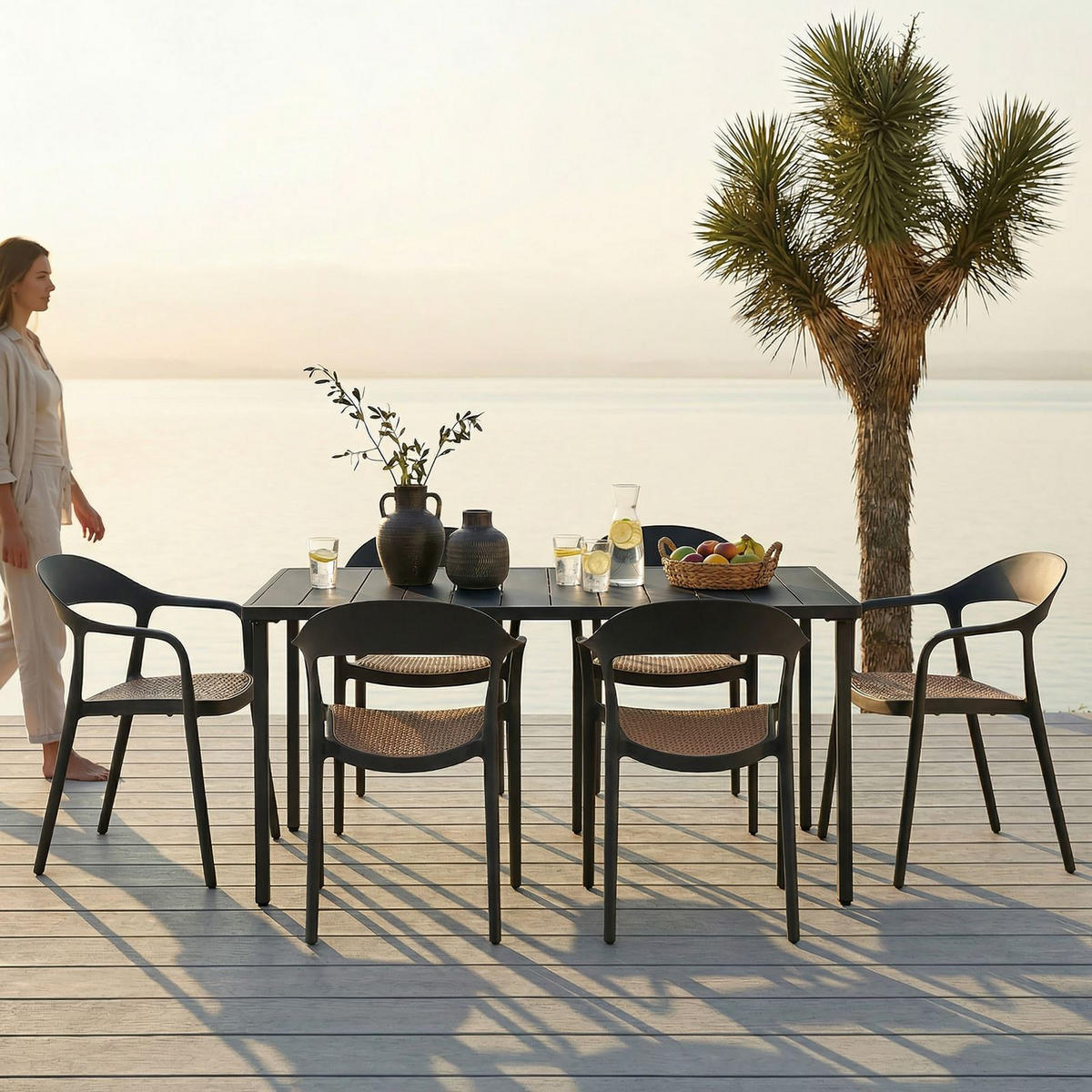 GARTENMÖBEL SET LAVANDA - Schwarz, Metall - IDIMEX