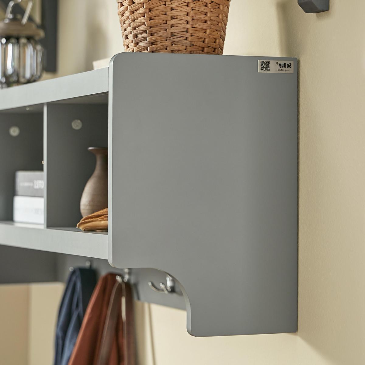 WANDGARDEROBE Grau - Grau, Holzwerkstoff (100/35/25cm) - SoBuy