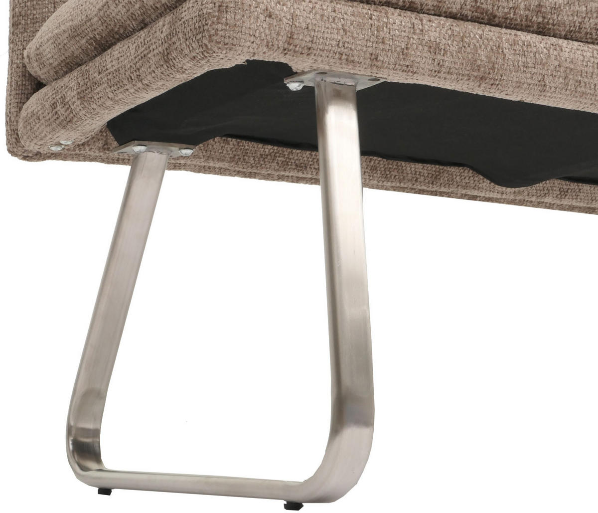 SITZBANK 93x180x58cm Sitzhöhe 51cm Lehne Stoff/Textil Chenille Edelstahl gebürstet 180cm Braun - Braun, Textil (180/93/58cm) - BERLINLODGE