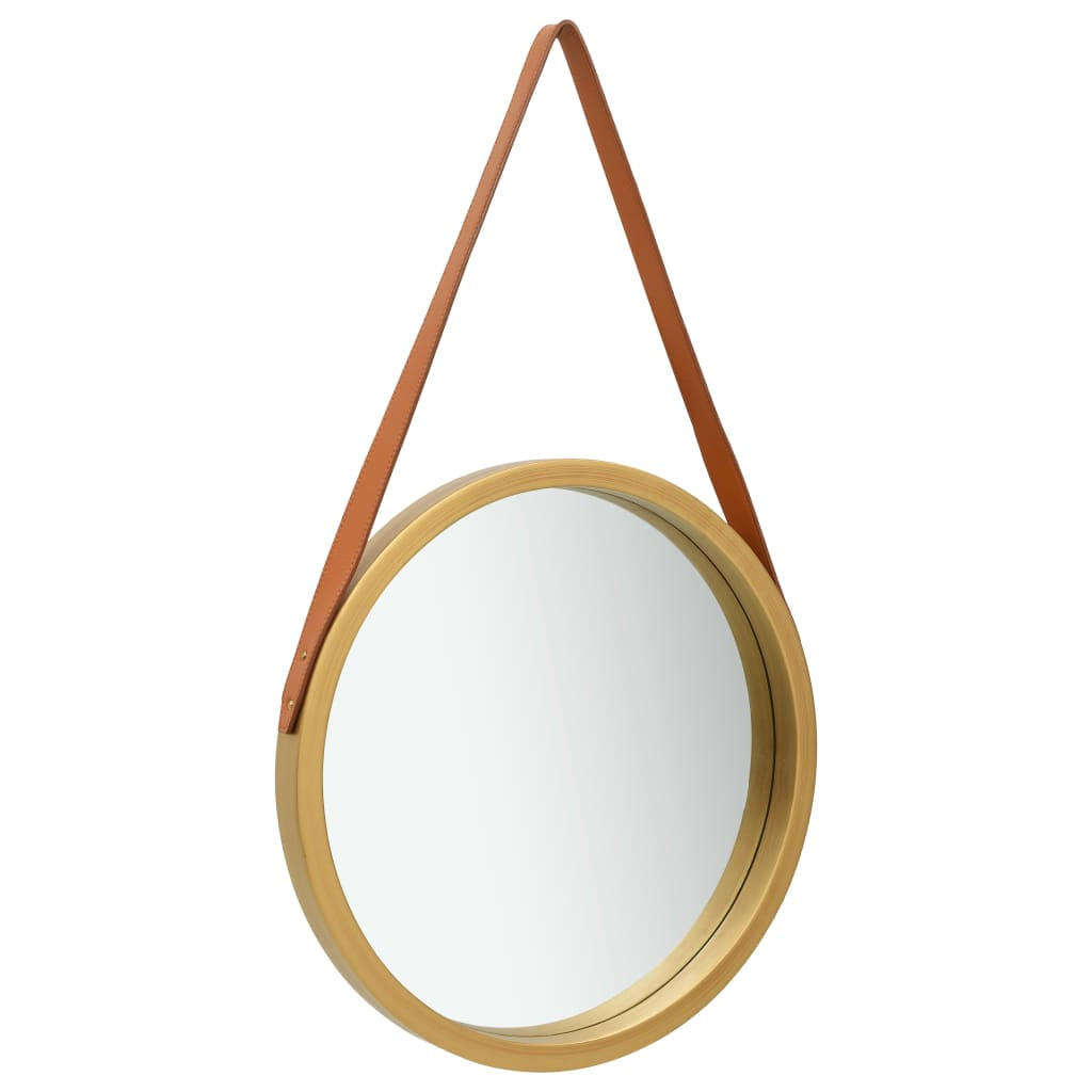 WANDSPIEGEL mit Gürtel 50 cm Golden - Goldfarben, Holz (50/50/1cm) - furnicato