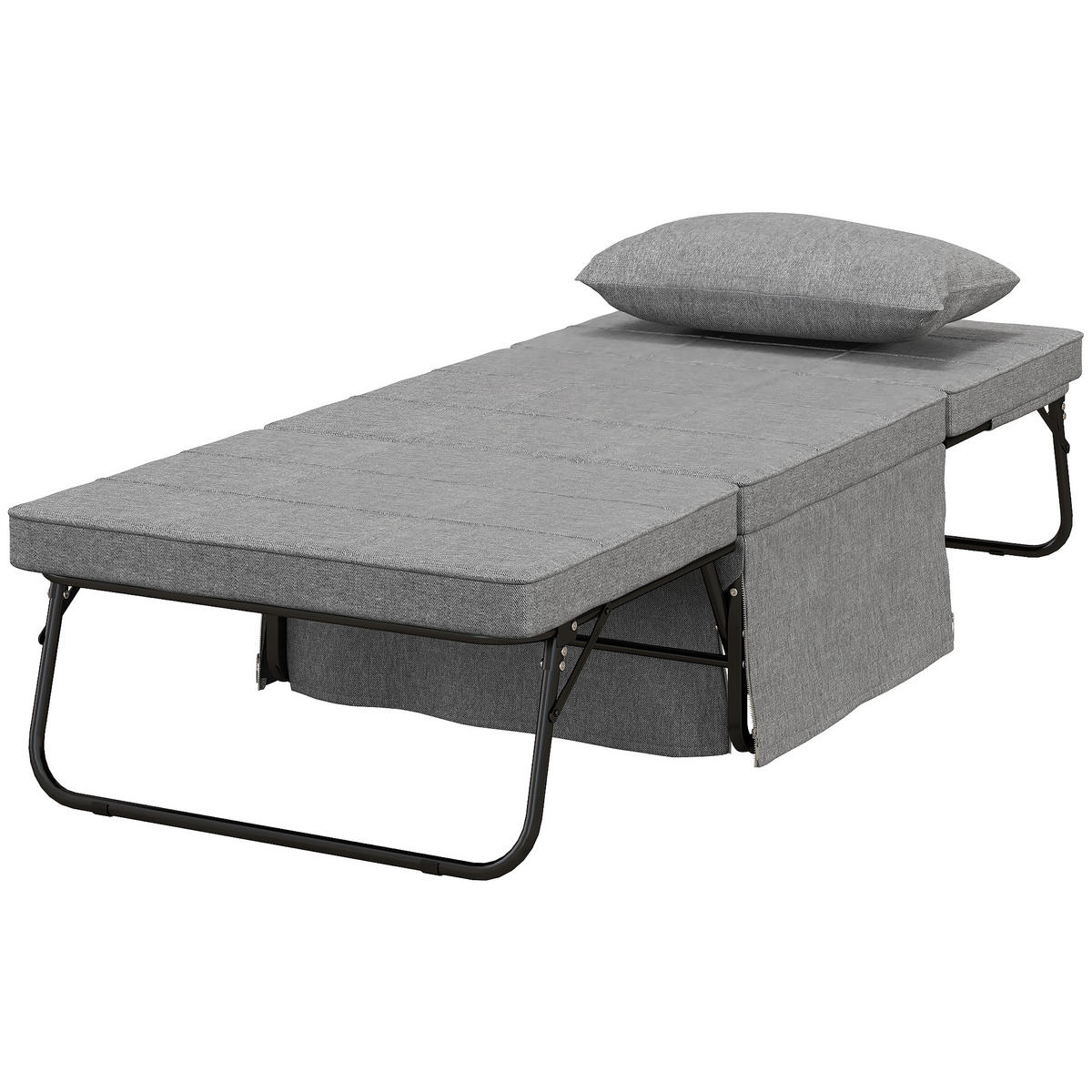 KLAPPBETT 4-in-1 DE-08210 höhenverstellbar mit Matratze & Seitentaschen Grau - Grau, Metall - ComfortXL
