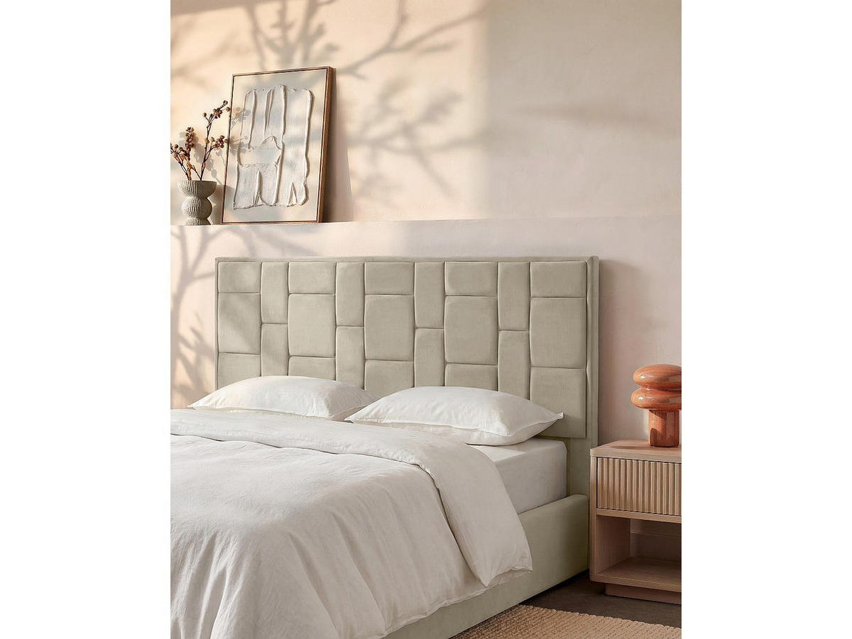 BETTKOPFTEIL - 2 Personen - samt - taupe Hermine - Taupe, Textil (180/110/8cm) - Vente-Unique
