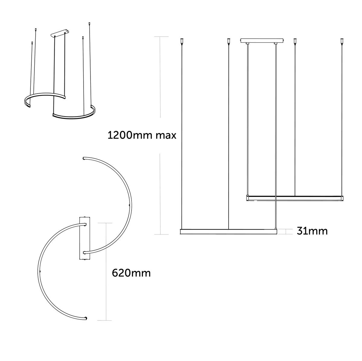 LED-HÄNGELEUCHTE - Graubraun, Metall (3.1/62/120cm) - Lumicom