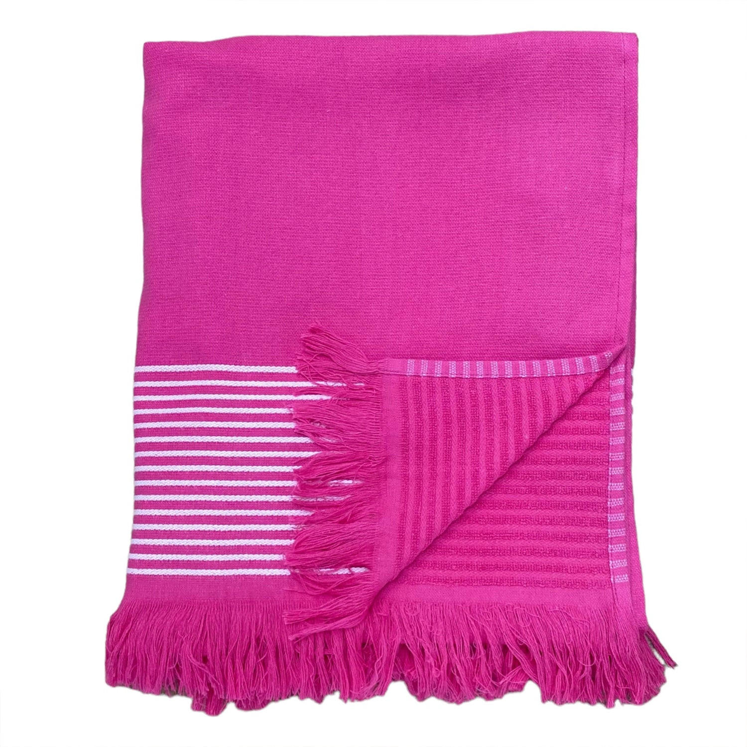 HAMAMTUCH mit Frotteefutter Paski Fuchsia 140x180 300g/m² - Pink, Textil (140/180cm) - LE COMPTOIR DE LA PLAGE