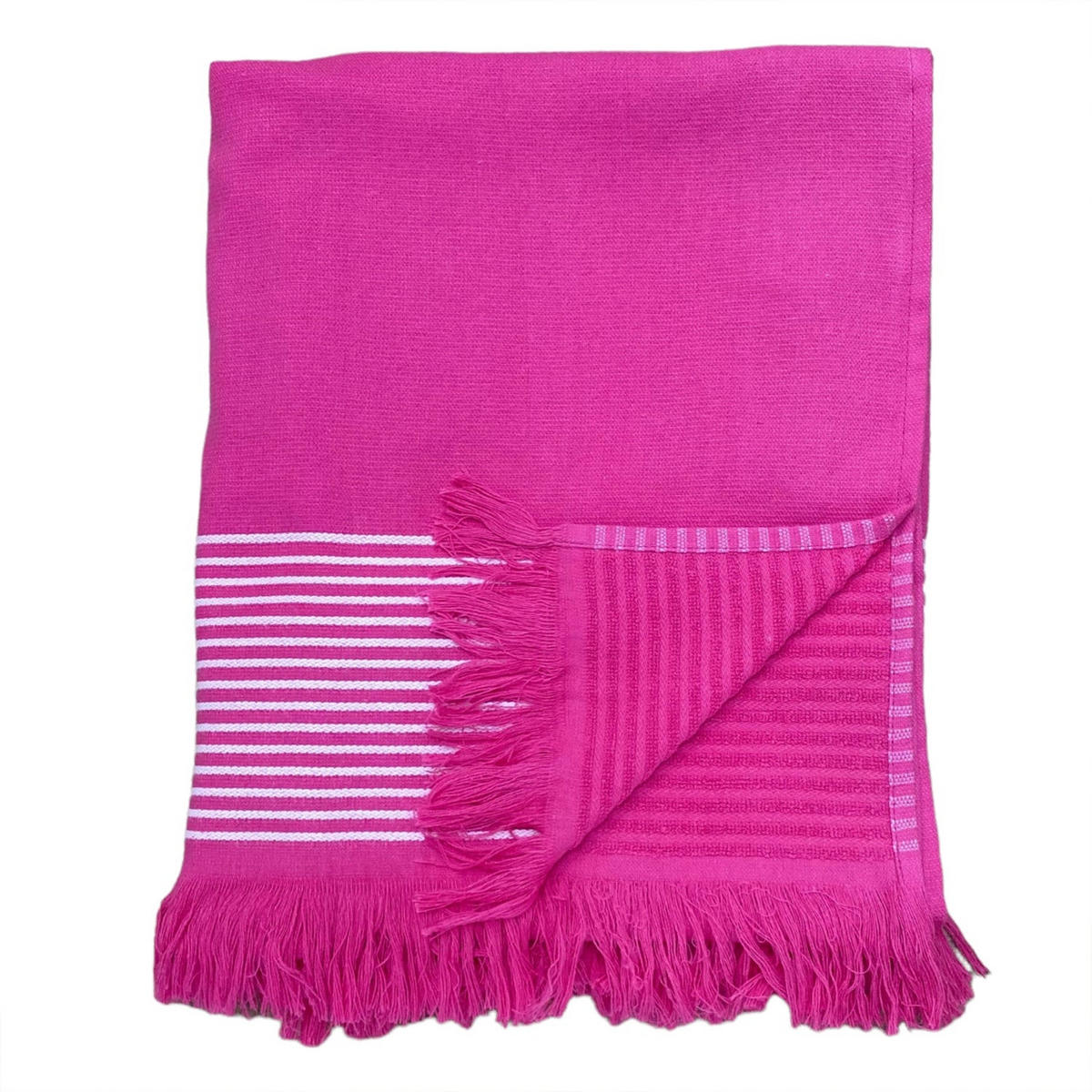 HAMAMTUCH mit Frotteefutter Paski Fuchsia 140x180 300g/m² - Pink, Textil (140/180cm) - LE COMPTOIR DE LA PLAGE