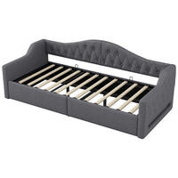 STAURAUMBETT 90/200 cm DE-03388, mit LED und Stauraum, in Grau - Grau, Holzwerkstoff (90/200cm) - ComfortXL