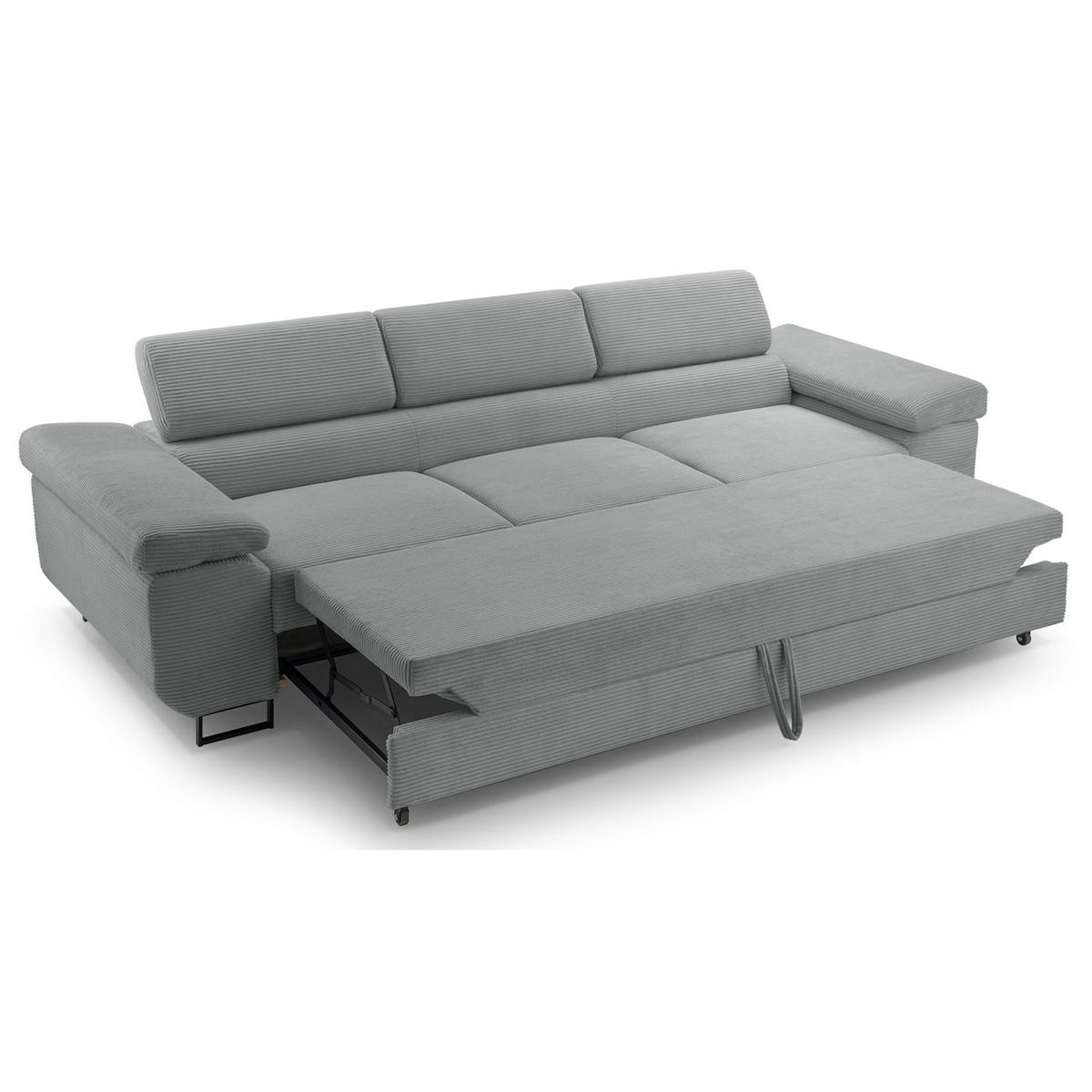 3-SITZER SOFA Capurso Graubraun Cord - Graubraun/Schwarz, Textil/Metall (274/90/98cm) - Selsey