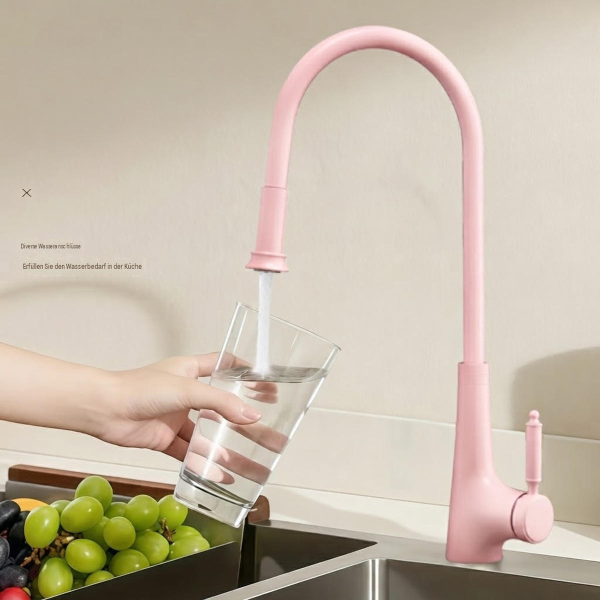 WASCHTISCHARMATUR, 458 x 247 mm, rosa - Pink, Metall (50/8/30cm) - Vallsero